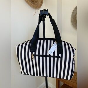 Alice + Olivia Black and White Striped duffle bag